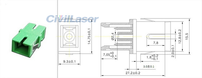 SC APC Fiber Optic Adapter Singal Core Verde Plastic Flange